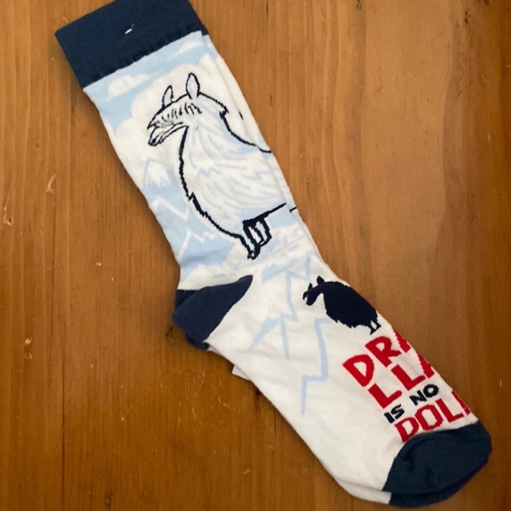 Drama llama is no fan of politics primitives by Kathy socks NWOT OSFM USA gift